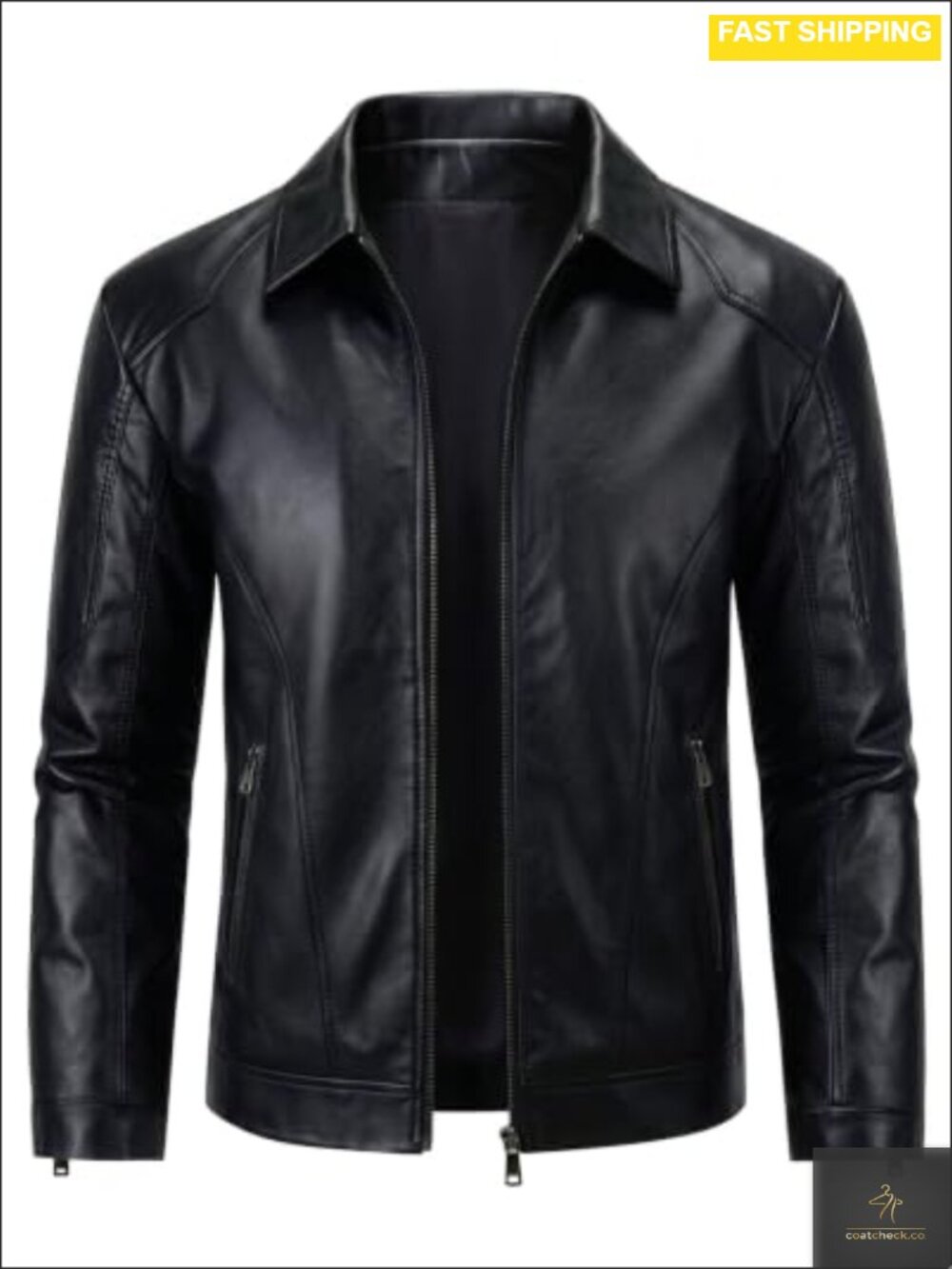 Mens Faux Leather Jacket Motorcycle Biker Coat Zip Front Outerwear